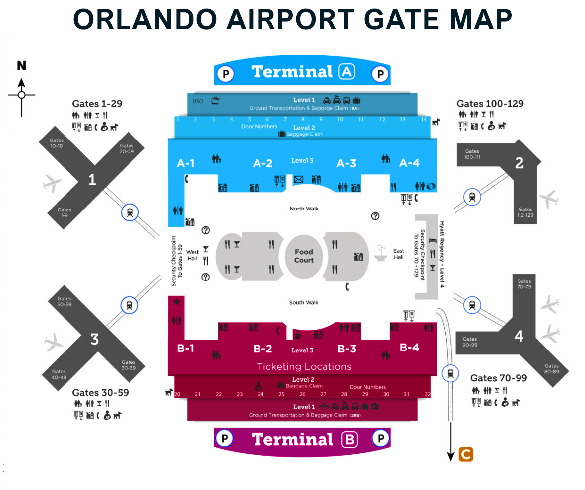 Orlando Airport Map - MCO Terminals Guide